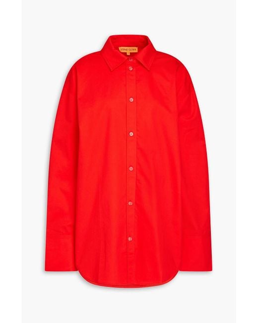 Stine Goya Red Oversized Cotton-twill Shirt