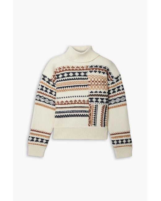 A.L.C. White Tate Fair Isle Wool-blend Jacquard Turtleneck Sweater