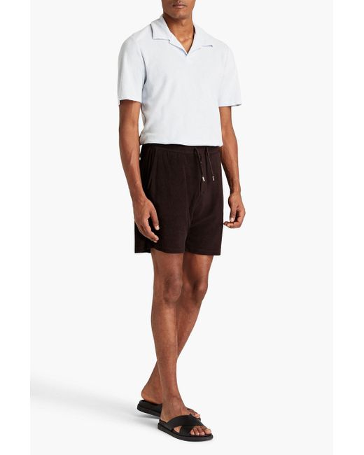 Frescobol Carioca Brown Augusto Cotton, Lyocell And Linen-blend Terry Shorts for men