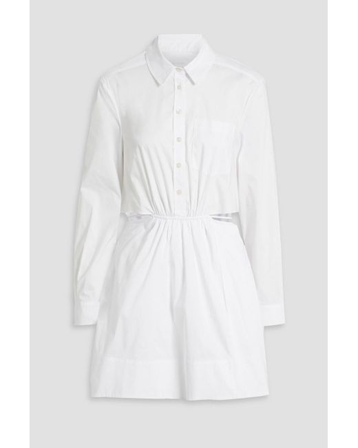 Jonathan Simkhai White Shaelyn Cutout Cotton-blend Poplin Mini Shirt Dress