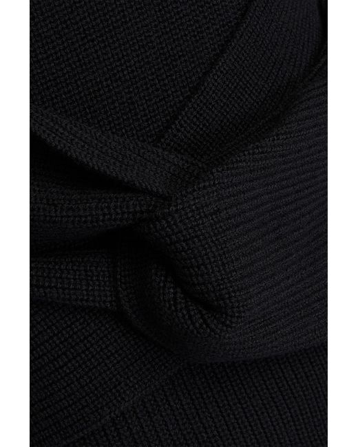 Emporio Armani Black Ribbed Wool Midi Dress