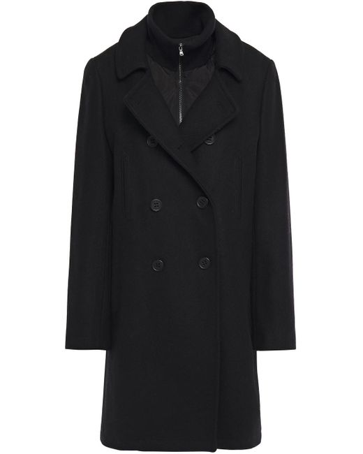 DKNY Double-breasted Wool-blend Twill Coat Black - Lyst