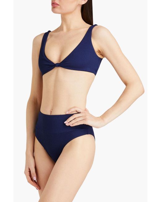 Melissa Odabash Blue Knotted Triangle Bikini Top