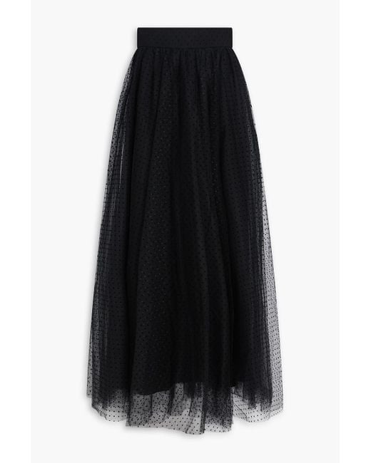 Zimmermann Black Polka-dot Flocked Tulle Maxi Skirt