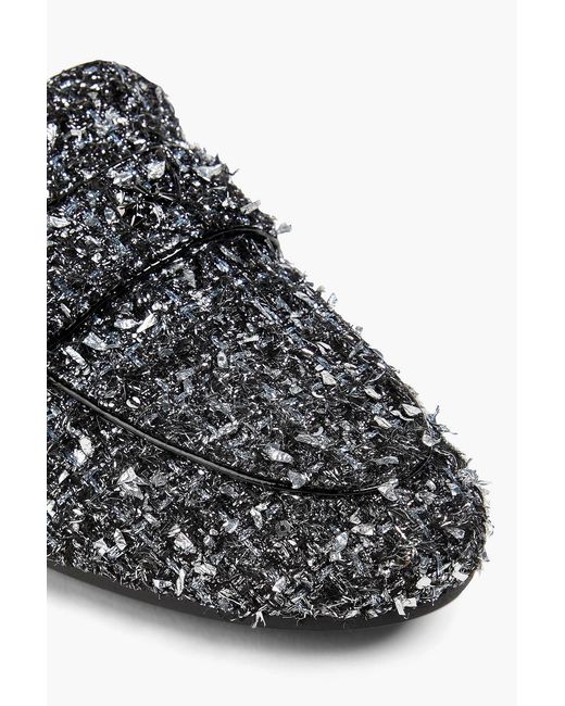 Tory Burch Black Sequin-Embellished Metallic Tweed Loafers