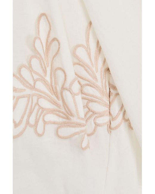 Aje. White Botanical Embroidered Cotton-mousseline Blouse