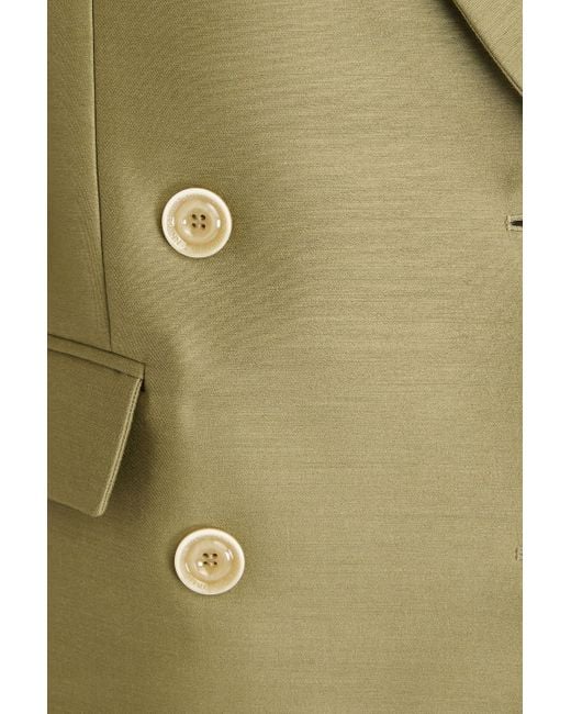Zimmermann Green Double-breasted Wool And Silk-blend Blazer