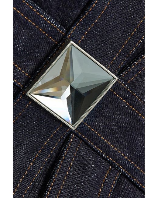 Area Blue Crystal-embellished Denim Mini Skirt