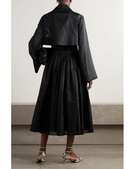 Jil Sander Black Gathered Cotton-Poplin Midi Dress