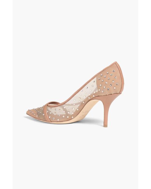 Malone Souliers Pink Rina 70 Crystal-embellished Mesh Pumps
