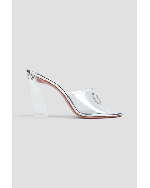 AMINA MUADDI Metallic Bella Glass Crystal-Embellished Pvc Mules