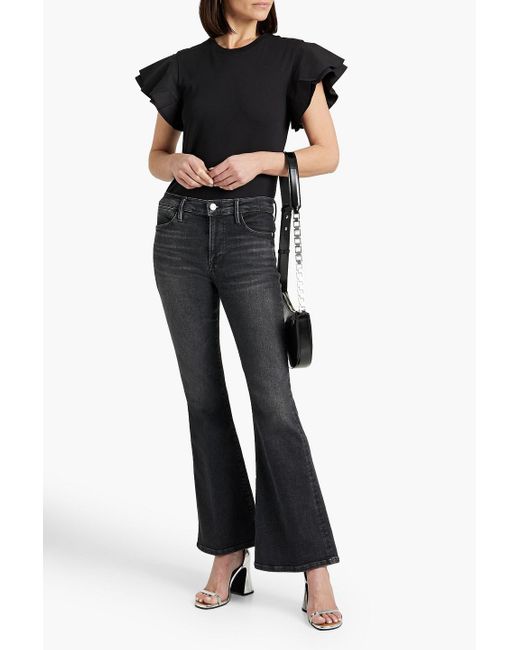 FRAME Black Le Pixie High Faded High-rise Flared Jeans
