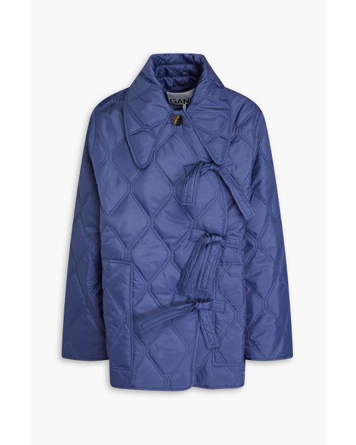 Ganni Blue Quilted Ripstop Jacket