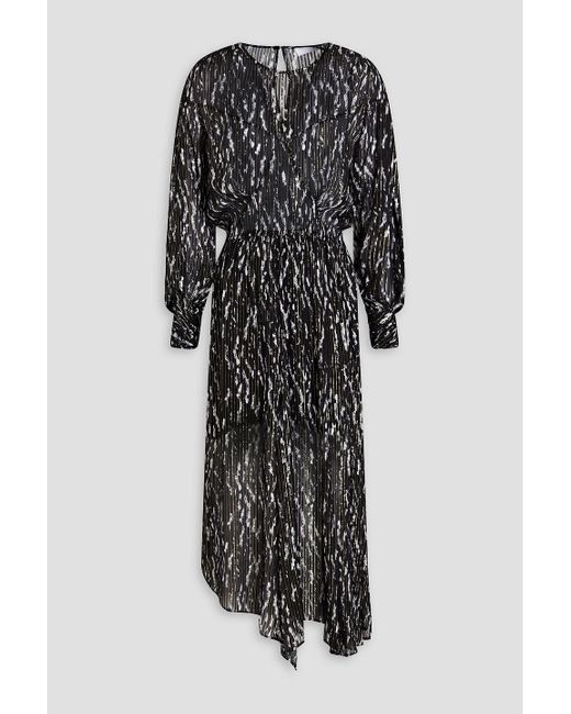 IRO Black Ansen Metallic Printed Silk-blend Mini Dress