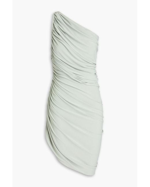 Norma Kamali White Diana One-shoulder Ruched Stretch-jersey Dress