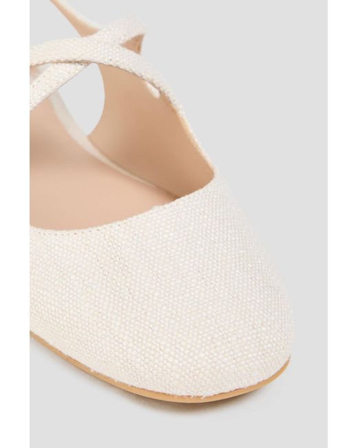 Stuart Weitzman White Clover Canvas Slingback Flats