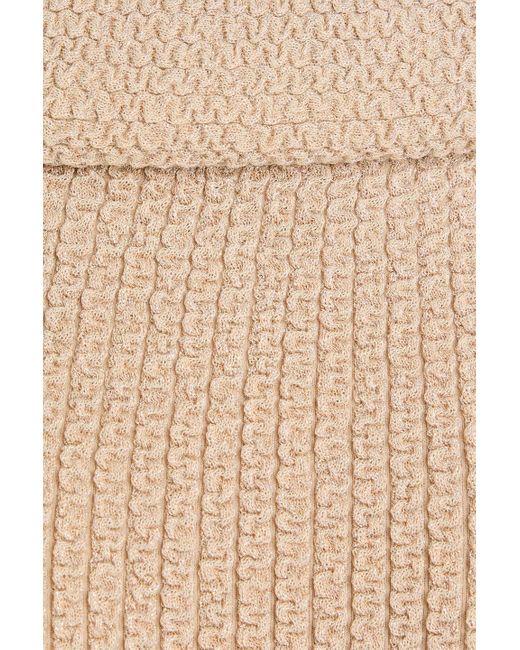 Totême  Natural Off-the-shoulder Metallic Knitted Midi Dress