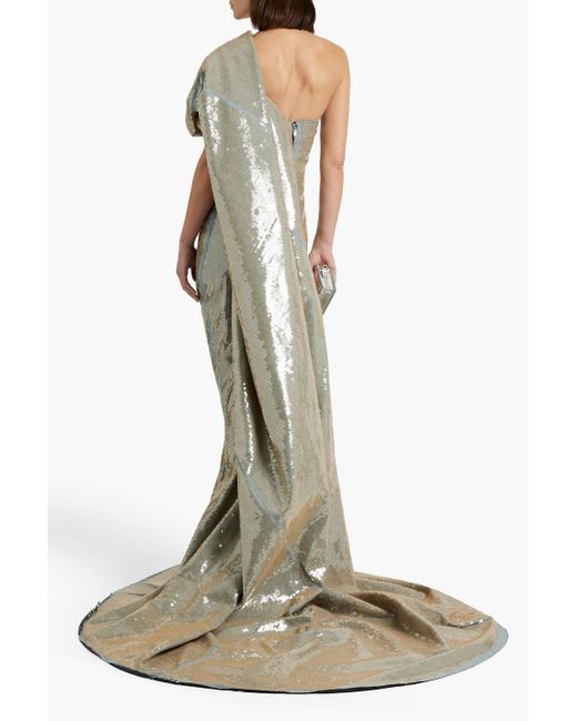 Rick Owens Green Aphrodite Sequined Denim Gown