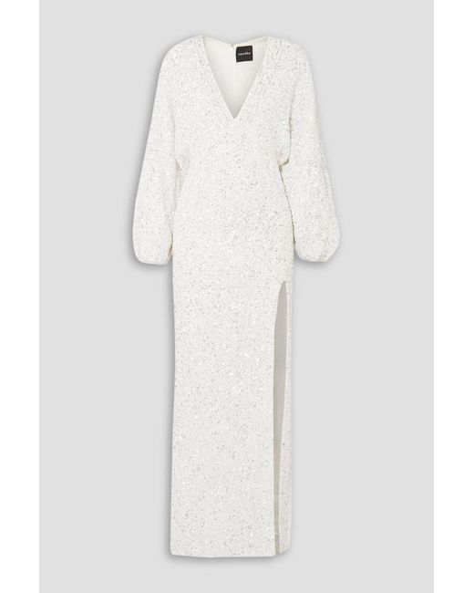 retroféte White Camille Sequined Chiffon Maxi Dress