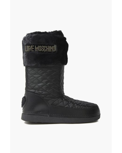 Love Moschino Faux Fur-paneled Logo-embellished Quilted Shell Snow ...