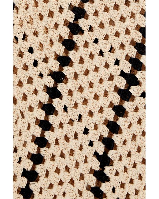 Nicholas Metallic Honor Striped Crocheted Cotton-blend Halterneck Midi Dress