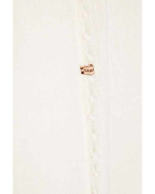 Caravana White Pompom-embellished Cotton-gauze Jumpsuit