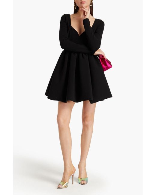 Magda Butrym Black Gathered Wool-blend Crepe Mini Dress