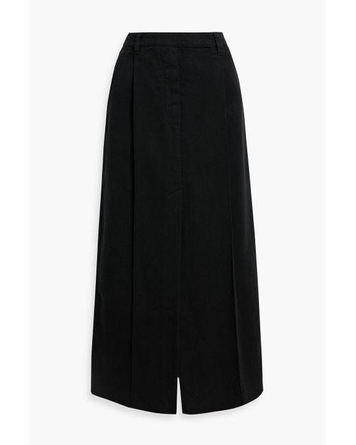 Brunello Cucinelli Black Cotton-Twill Maxi Skirt