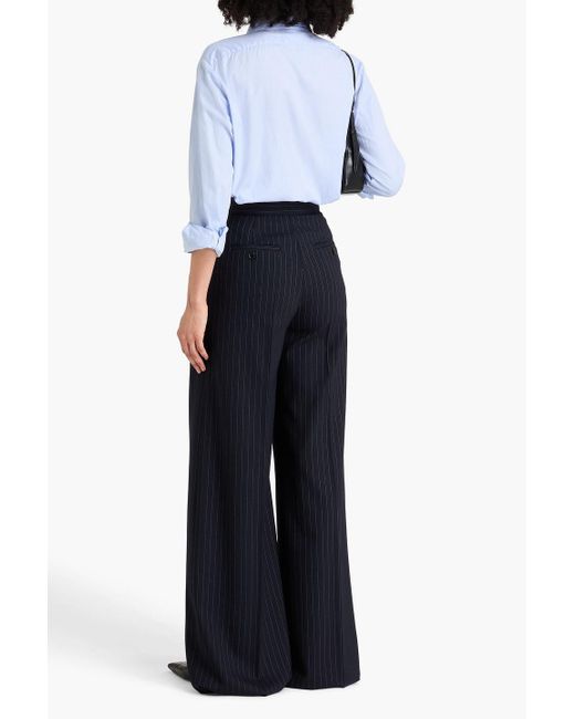 Max Mara Blue Hose mit weitem bein aus twill aus einer wollmischung mit nadelstreifen