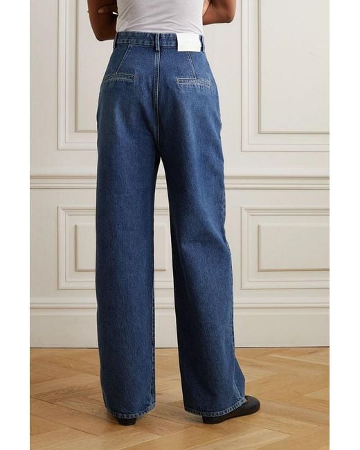 Loulou de Saison Blue Attu Pleated High-rise Wide-leg Jeans