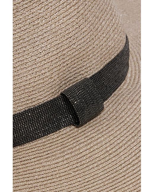 Brunello Cucinelli White Bead-embellished Hemp-blend Sunhat