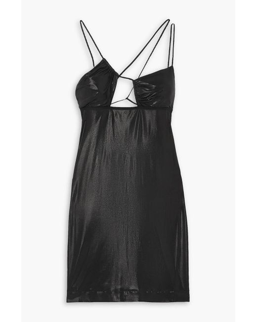 Nensi Dojaka Black Cutout Metallic Stretch-jersey Mini Dress