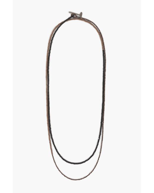 Brunello Cucinelli Black Gunmetal-tone Beaded Necklace