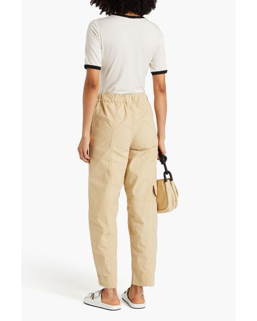 Ganni Natural Stretch-cotton Tapered Pants