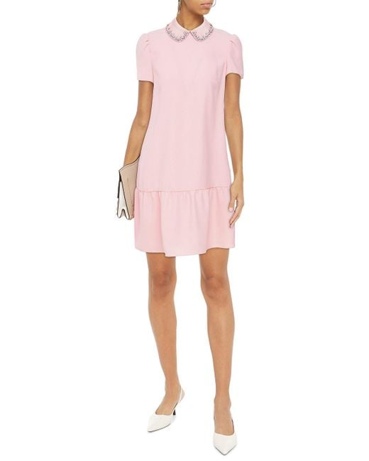 RED Valentino Pink Crystal-embellished Satin-crepe Mini Dress