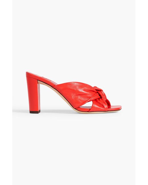 Jimmy Choo Red Avenue 85 Knotted Leather Mules