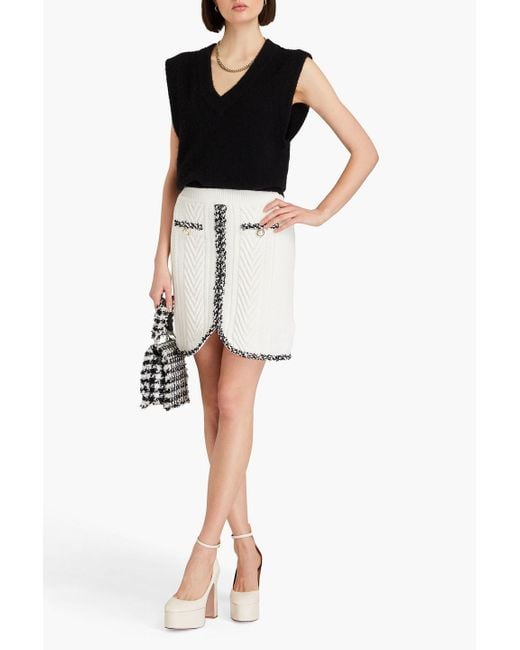 Rebecca Vallance White Demi Cable-knit Cotton Mini Skirt