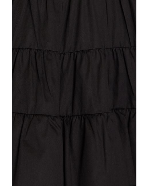 Sandro Black Tiered Cotton-twill Mini Dress