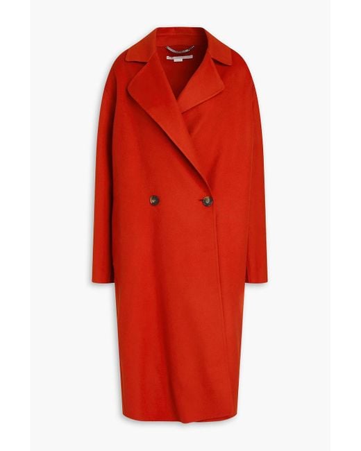 Stella McCartney Red Double-breasted Wool-felt Coat