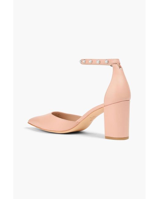 Stuart Weitzman Pink Faux Pearl-embellished Leather Pumps