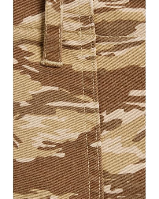 Nili Lotan Natural Jenna cropped hose aus twill aus einer baumwollmischung mit schmalem bein und camouflagemuster