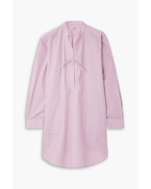 Totême Pink Striped Cotton-blend Mini Dress