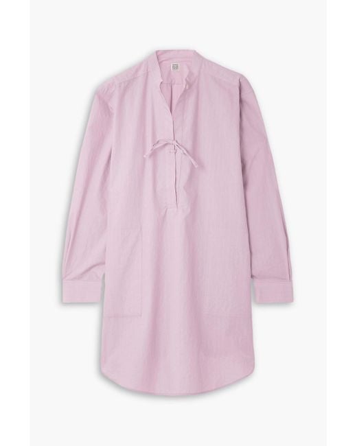 Totême  Pink Striped Cotton-blend Mini Dress