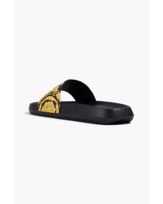 Versace Black Printed Rubber Slides for men