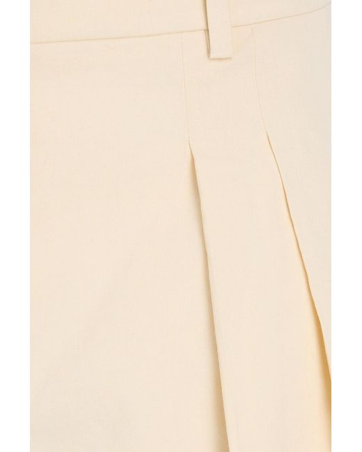 Theory Natural Pleated Linen-blend Shorts