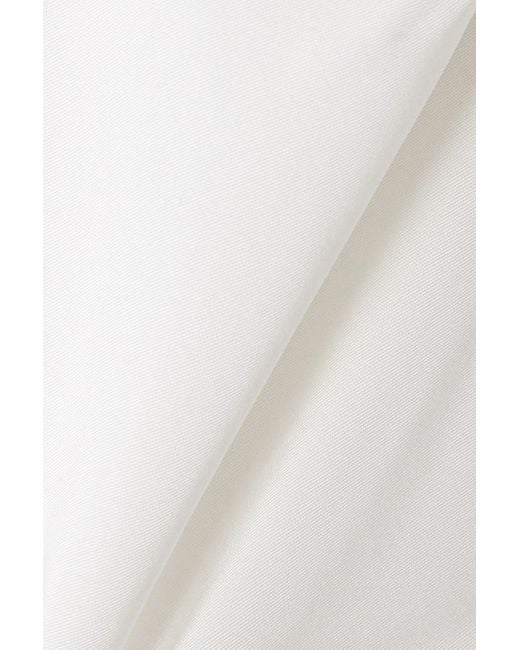 Nina Ricci White Bow-embellished Ruffled Taffeta Top