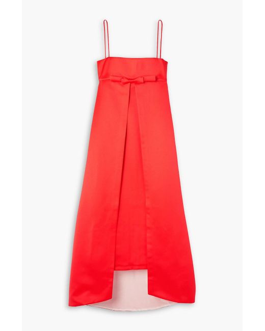 BERNADETTE Red Philippe Bow-embellished Laye Duchesse-satin Gown