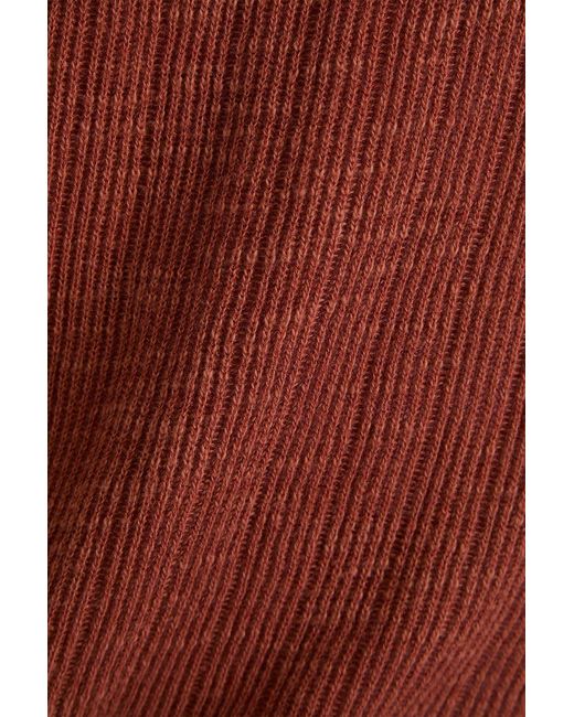 Frescobol Carioca Brown Joaquim Ribbed Cotton-Blend Polo Shirt for men