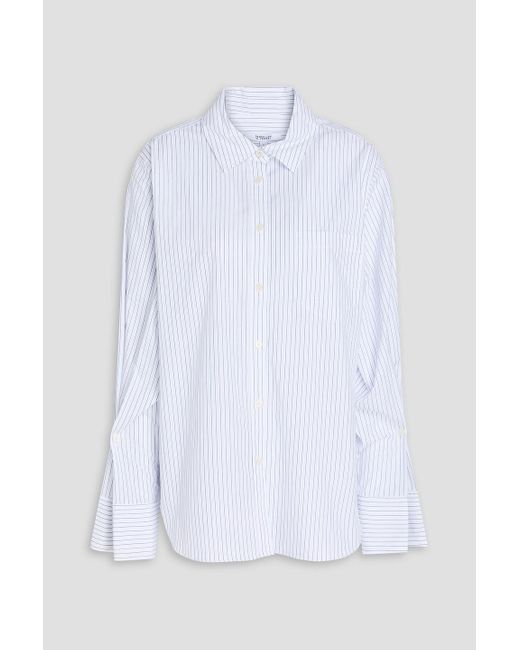 10 Crosby Derek Lam White Wesley gestreiftes hemd aus baumwollpopeline