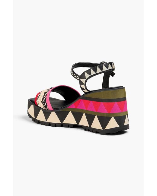 Farm Rio Black Faux Raffia Wedge Sandals
